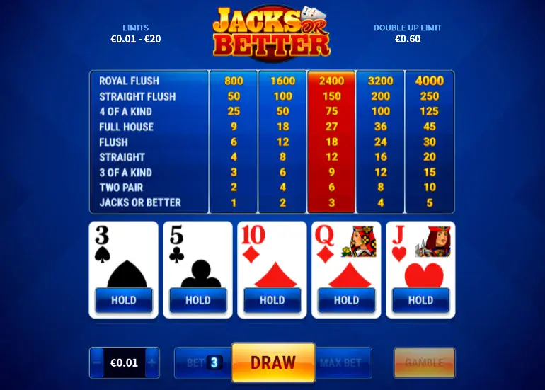 Jacks-or-Better-poker-demo